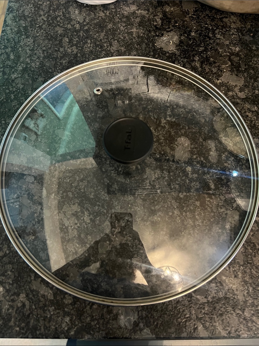 T-fal Glass REPLACEMENT Cookware Lid - Clear with Black Knob. EXC CONDITION